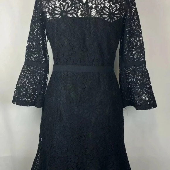 Nanette Lepore Black‎ Lace Dress Bell Sleeves Women’s Size 4 (NN17) - Picture 3 of 5